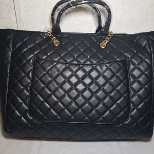 Gilda Paris Large Quilted Tote Bag Black in color NWT